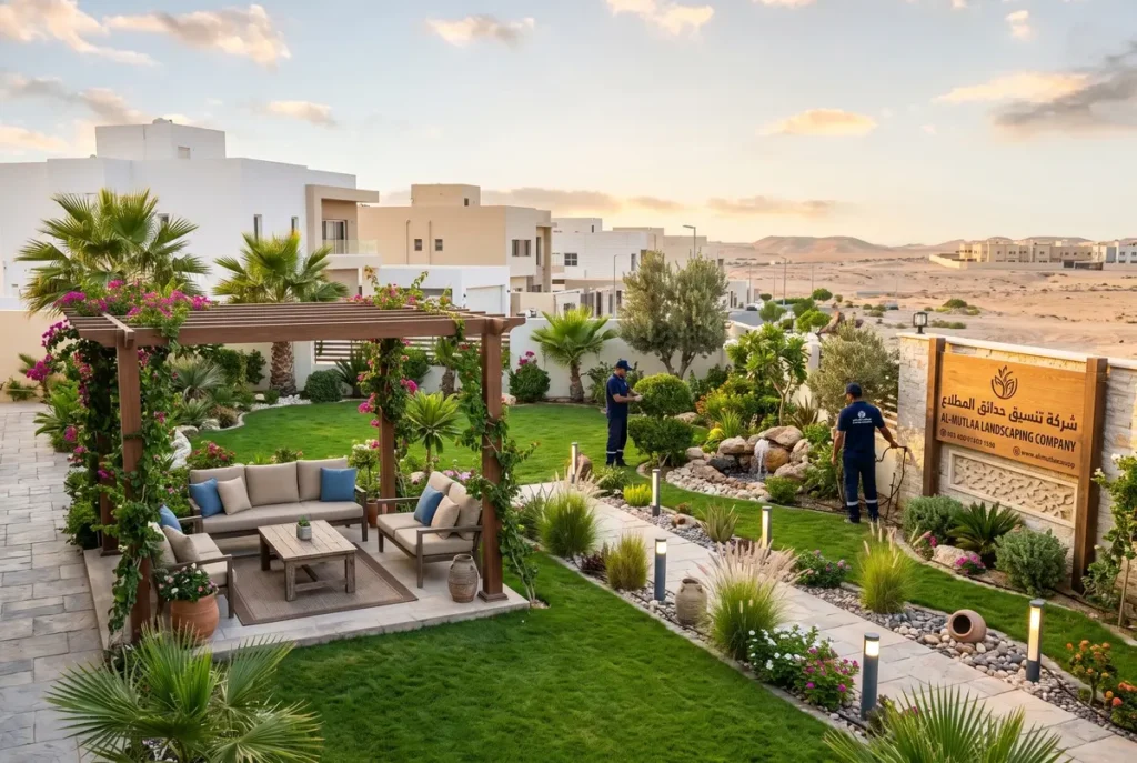 حديقة سكنية فاخرة في المطلاع من تصميم وصيانة شركة تنسيق حدائق المطلاع